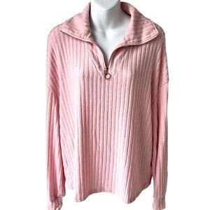 Pale Pink Sweater Women's Large Dusty Rose Velvety Long Sleeve Romantic Winter